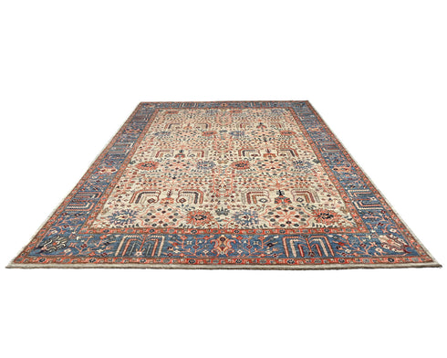 9x12 Gray Blue Aryana Afghan Hand Knotted Veg Dye Wool Area Rug